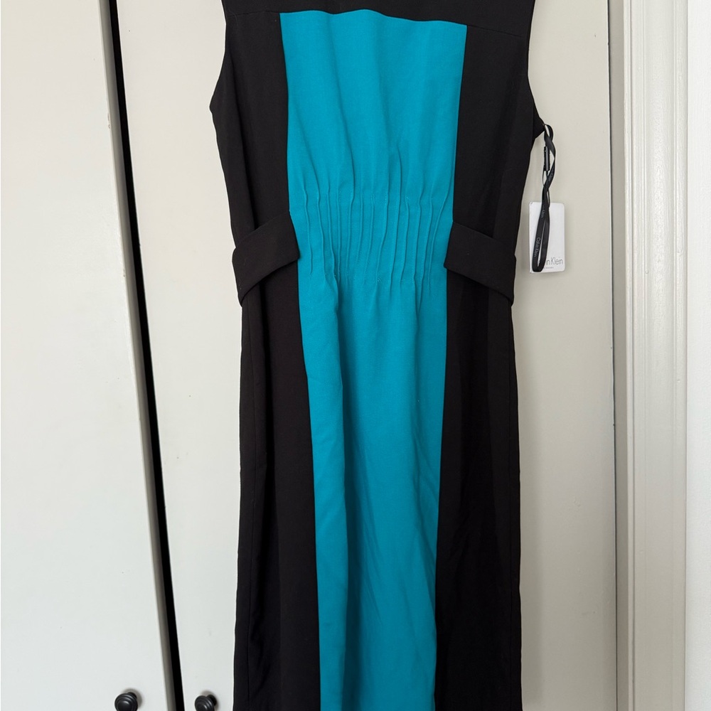 Calvin Klein Black and Teal Dress